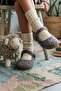 Gray Plush Teddy Girls' Shoes