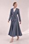Denim Skirt Jacket Set Blue - 2