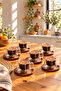 6-Piece Glass Turkish Coffee Cup Set with Acacia Plates