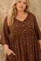 Plus Size Women's Black Viscose Dress Summer Long Pocketed Floral Pattern Relaxed Fit - 6