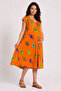 Women's Viscose Maternity Dress Orange Fish Pattern Summer Casual Dress - 3