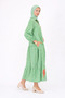 100% Cotton Lu Pocketed and Embroidered Summer Design Patterned Green Shirt Hijab Dress - 2