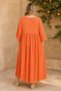Women's Plus Size Orange Viscose Dress Summer Long Buttoned Pocketed Crisp Floral Pattern - 3