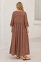 Women's Plus Size Brown Viscose Dress Summer Long Buttoned Pocketed Crisp Floral Pattern - 3