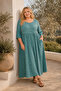 Women's Plus Size Emerald Green Viscose Dress Summer Long Buttoned Pocketed Crisp Floral Print - 4