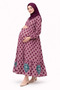 Women's Button-Front Embroidered Pocketed Burgundy Maternity Hijab Dress - 5
