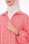 100% Cotton Lu Pocketed and Embroidered Summer Design Patterned Pomegranate Flower Pink Shirt Hijab Dress - 3