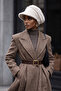 Winter Women's Plain Cashmere Hat with Visor, B-73Dk, Cream