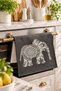 Mandala Elephant Patterned Anthracite Oven Cover – 35X50 Cm, Digital Printed Suede Fabric - 2