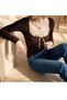 Vintage Ribbon Lace Collar Detailed Long Sleeve Blouse - 3