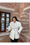 Women's Shiny Quilted Collar Fur Detailed Belted Long Oversize Coat - 3