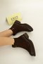 1408 Eren Shoes&Bag Genuine Leather Nubuck Buckle Detailed Elastic Side Casual Comfortable Low Heeled Women's Zippered Boots Real Leather Nubuck Brown - 4