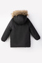 Winter Boy's Coat with Fur Hood and Plush Interior with Button Detail - 2