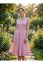 Pink Floral Cotton Sleeveless Midi Dress - 2