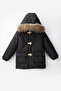 Winter Boy's Coat with Fur Hood and Plush Interior with Button Detail