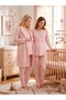 New Season Powder Shawl Collar Winter Plush Long Sleeve Design Buttoned Breastfeeding Compatible Maternity Pajama Set - 3