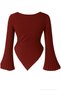 Burgundy Hijab Compatible Elegant Pantalon Knitwear Set - 4