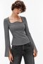 Oval Collar Gray Blouse - 2