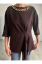 Asymmetrical and Draped Tie-Up Blouse with Gold Chain Detail - 7