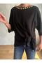 Asymmetrical and Draped Tie-Up Blouse with Gold Chain Detail - 4