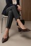 Women's Genuine Leather Pointed Toe Thick Heeled Buckle Slingback Shoes - 6