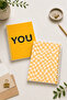 Yellow Text Patterned A5 Spiral Colorful Notebook 45 Sheets 90 Pages 300 Gr Cover Pytkdftr008