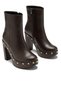 Brown Wood Look Platform Thick Heeled Platform Boots with Staple Detail