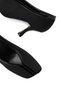 Women's Black Blunt Toe V-Cut Patent Leather Striped Low Heel Shoes - 6