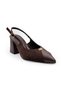 Women's Genuine Leather Pointed Toe Thick Heeled Buckle Slingback Shoes - 2