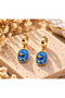 Roselle Rose Figured Dangle Steel Earrings - 2