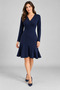 Women's Long Sleeve Double Breasted Collar Asymmetrical Flounce Detailed Short Imported Crepe Dress - 4