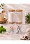 4-Pack 300 ml Transparent Cotton Swab, Cotton, Makeup Cotton, Acrylic Floss Jar with Bamboo Lid