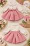 Girl's Shirt Collar Patterned Bowknot One-Piece Dress