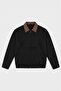 Velvet Collar Detailed Unisex Relax Basic Fabric Jacket - 3