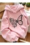 Butterfly Printed Premium Oversize Hooded 3 Thread Cotton Sweatshirt