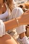 Steel Fiore Zircon Stone Luxury Handcuff Bracelet Gold - 5