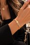 Steel Fiore Zircon Stone Luxury Handcuff Bracelet Gold