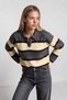 Polo Collar Striped Knitwear Sweater Lnt0047 Anthracite Yellow - 4