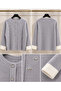 Women's Gray Heart Accessory Soft Textured Crew Neck Knitwear Cardigan - 4