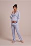 Women's Aviator Front Buttoned Lace Detailed Long Sleeve New Season Winter Maternity Pajama Set with Easy Breastfeeding Dressing Gown - 5