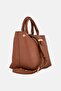 Women Hardware Logo Satchels Bag, Brown - 3