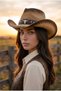Unisex Internally Adjustable Hard Straw Design Cowboy Hat - 4