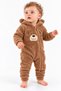 Baby Plush Welsoft Jumpsuit with Teddy Bear Detail, Hooded and Zippered Jumpsuit - 3