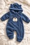 Baby Plush Welsoft Jumpsuit with Teddy Bear Detail, Hooded and Zippered Jumpsuit