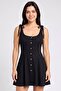 Women Solid Mini Dress, Black