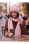 Women's winter ribbed wool 2-piece scarf and beanie set - mohair knitwear set