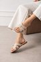Women's Beige Cross-Strapped Stylish Daily Slippers with Stone Detail - 2