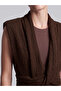 Alita City with a Difference in Color, Lcw Vision Brown Plain Shawl Collar Sleeveless Women's Blouse - 3