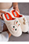 3-piece pack yumoş rabbit carrot embroidered women's winter house slippers, bridal slippers, gift slippers, house slippers stc1158 - 5
