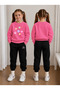 Crew Neck Sweatshirt Tracksuit Set for Girls, 2-Piece Printed Top and Bottom Set